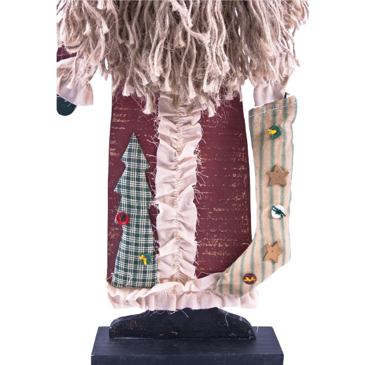 Standfigur Country Nikolaus aus Holz und Stoff mit Sisalbart, handbemalt