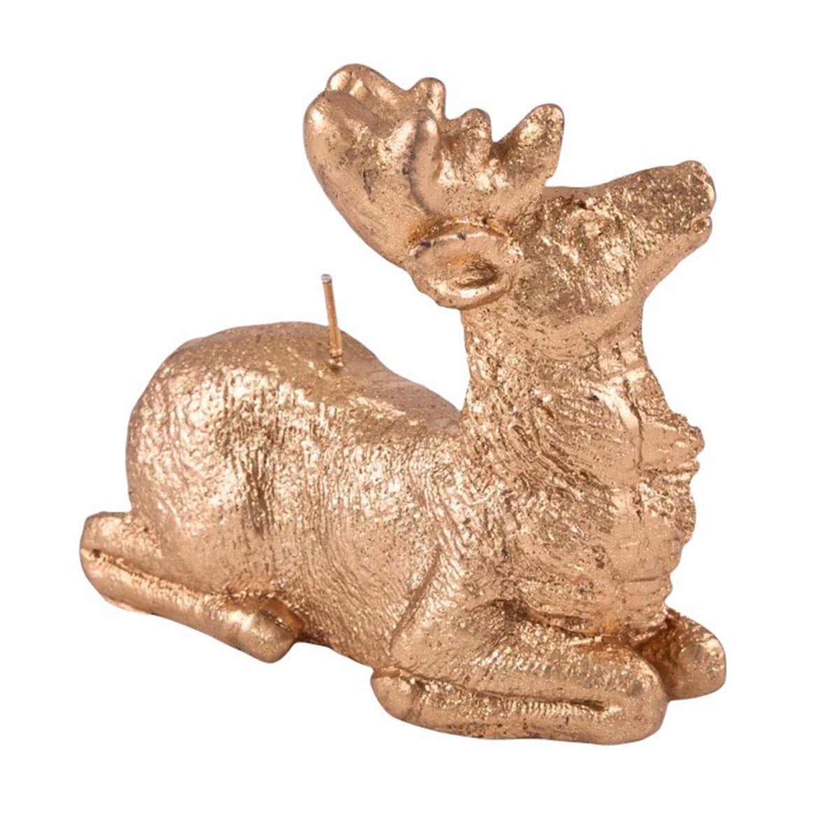 Goldene Hirschkerze - Dekorative Weihnachtskerze - Goldfarben - 17cm