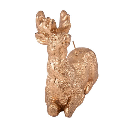 Goldene Hirschkerze - Dekorative Weihnachtskerze - Goldfarben - 17cm