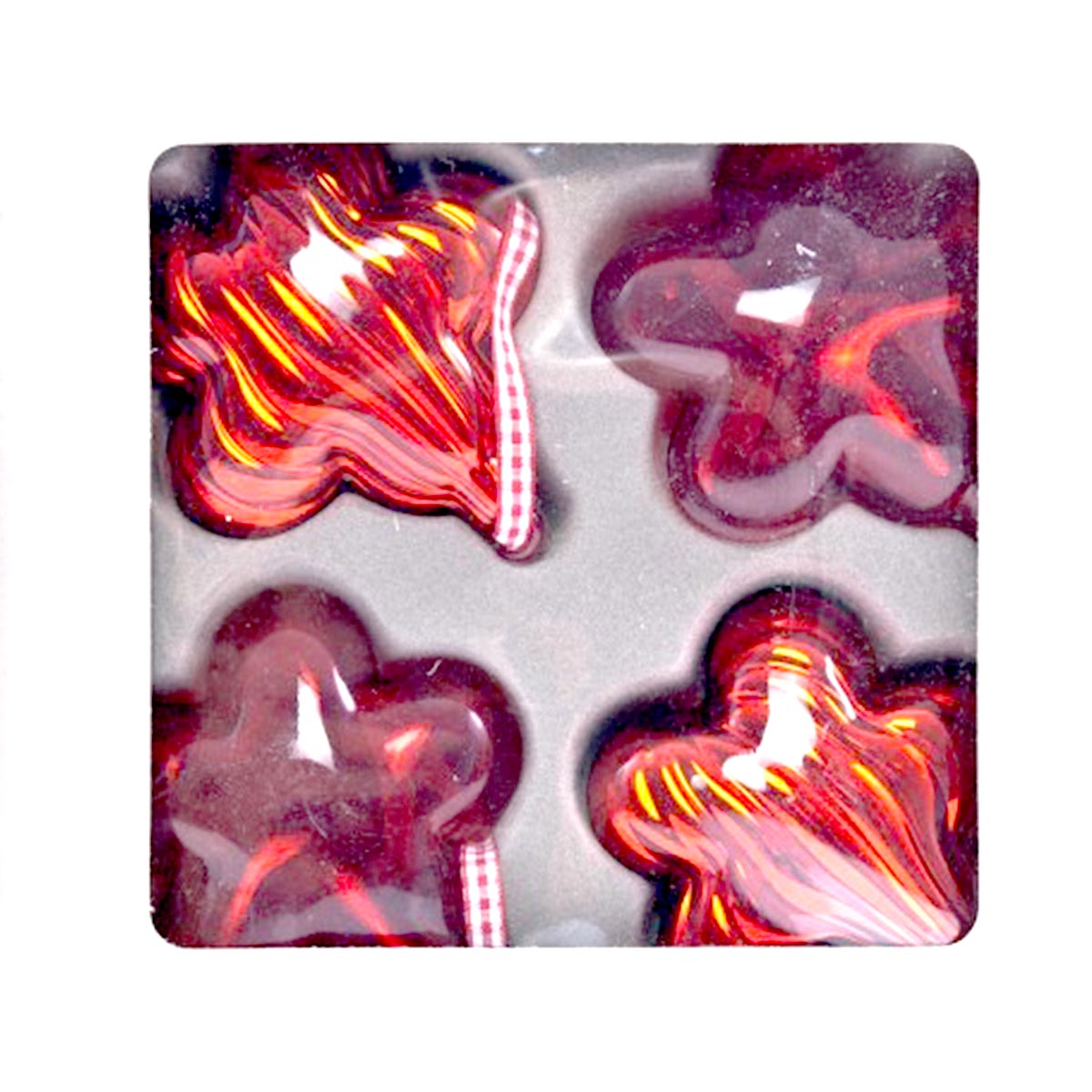 Christbaumschmuck Glasblume, 4er Set in Rot, Durchmesser 8 cm, Glas und Silberglas