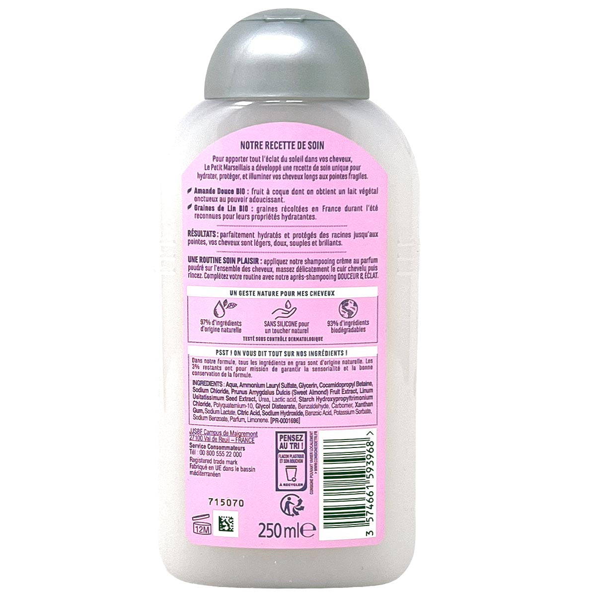 Le Petit Marseillais Shampoo mit Flachs und Mandelmilch 250 ml
