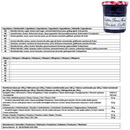 Bonne Maman Sauerkirsch-Konfitüre - Fruchtiger Genuss aus Frankreich 370g