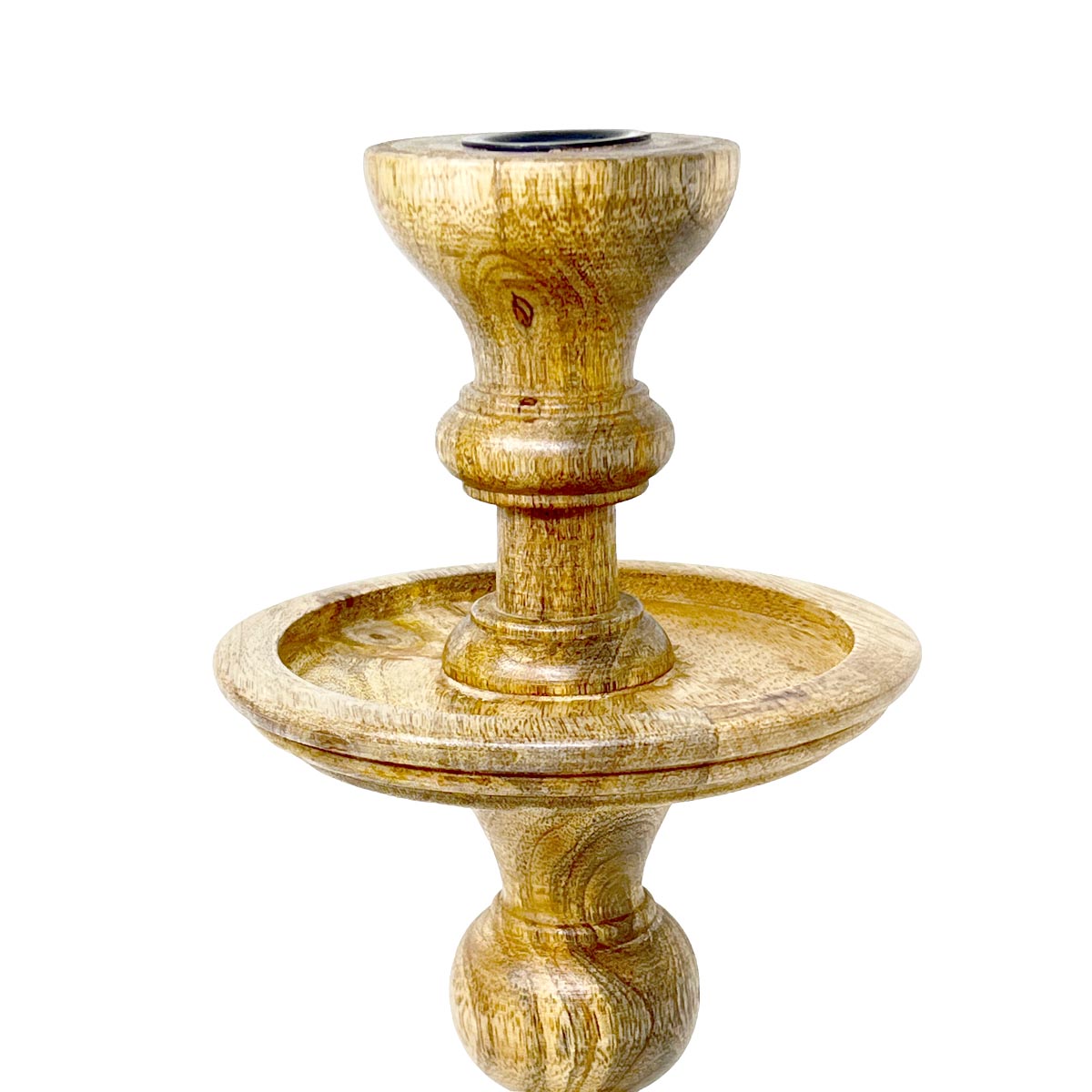 Kerzenständer 'Mia' - Nostalgischer Holz-Kerzenhalter, Geschnitzt und Schön, Helles Holz, 12 x 41 cm (ø x H), Hochwertige Verarbeitung