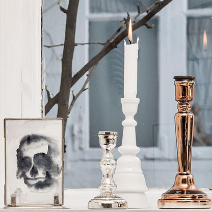 MADAM STOLTZ 13F92571 Kerzenständer Weiß oder Gold, 8x20 cm, Dänisch