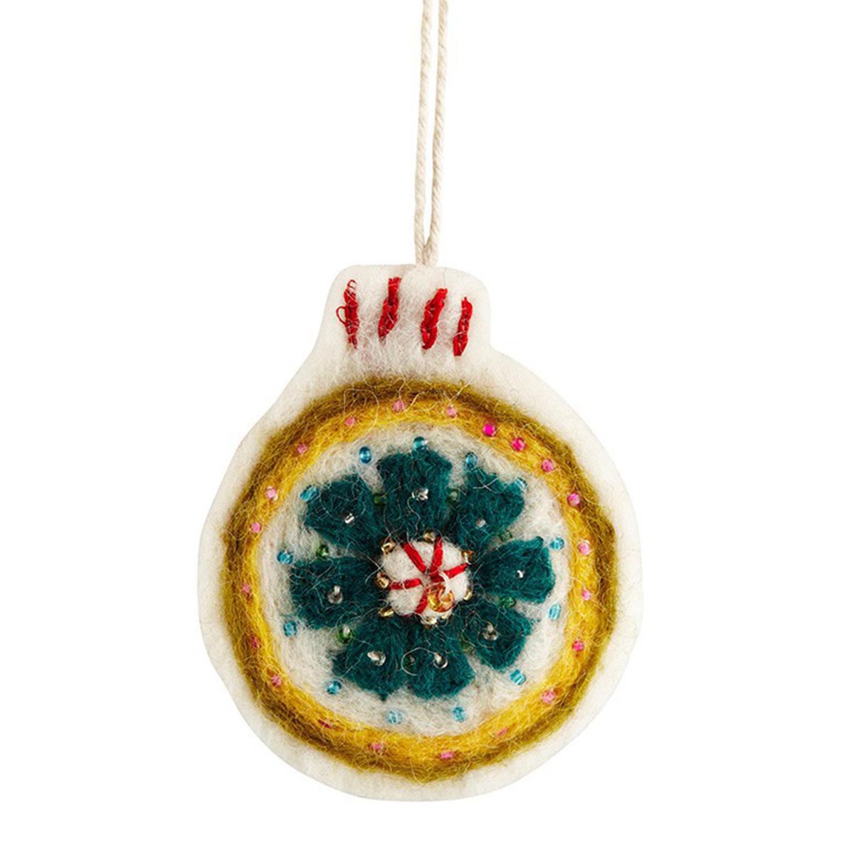 HÜBSCH Weihnachtsaufhänger aus Filz mit Stickerei – Traditionelle und harmonische Weihnachtsdekoration