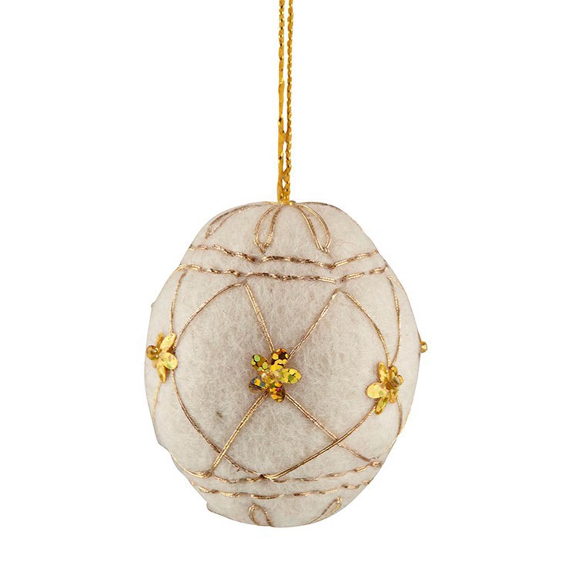 HÜBSCH Weihnachtskugel aus Filz - Bestickt, Durchmesser 7 cm für festlichen Baumschmuck