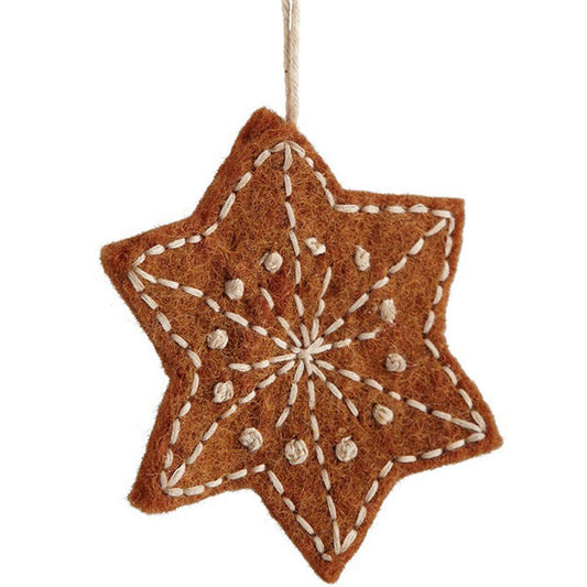 HÜBSCH Hänger 'Stern' in Lebkuchenoptik - Filzanhänger für festliche Dekoration, 11 cm Höhe