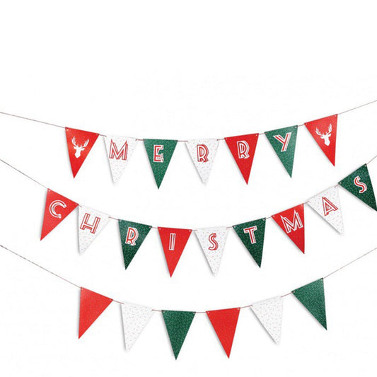 DOIY DESIGN Party Flags X-MAS: 15m Wimpelkette, Weihnachtsdekoration
