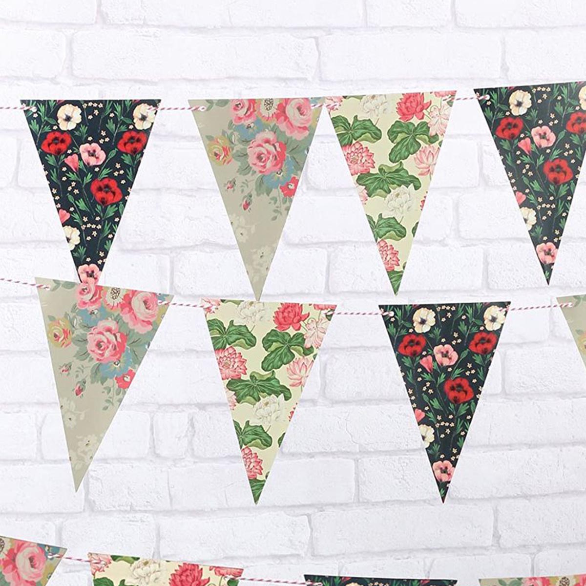 DOIY DESIGN Party Flags FLORAL, Party Flaggen Geburtstage 15m, 20x12cm