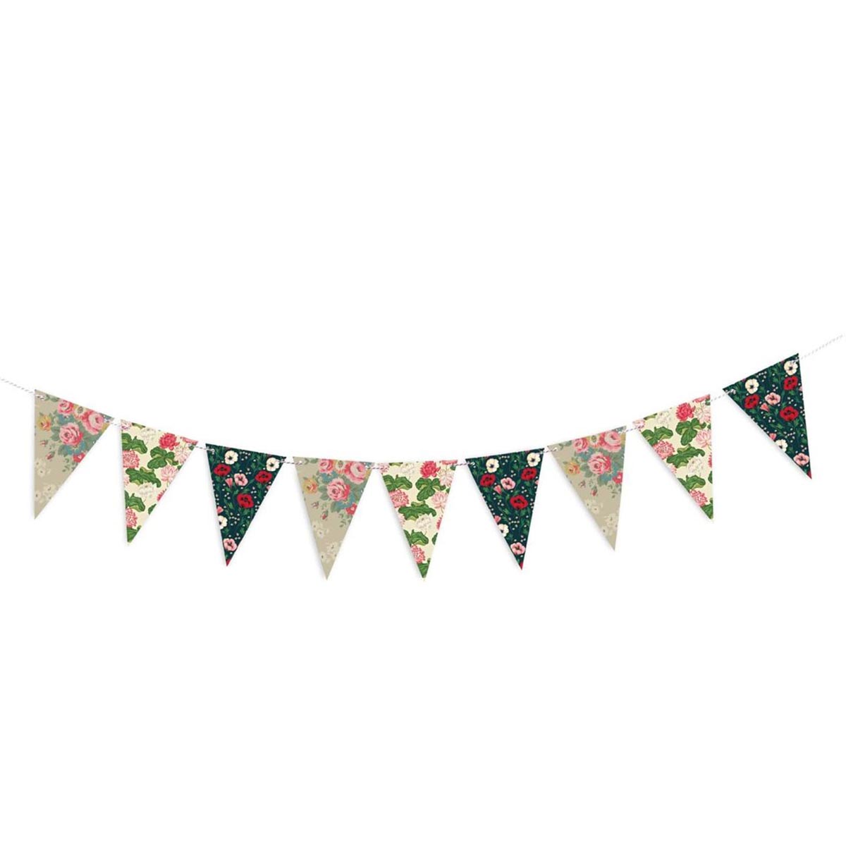 DOIY DESIGN Party Flags FLORAL, Party Flaggen Geburtstage 15m, 20x12cm