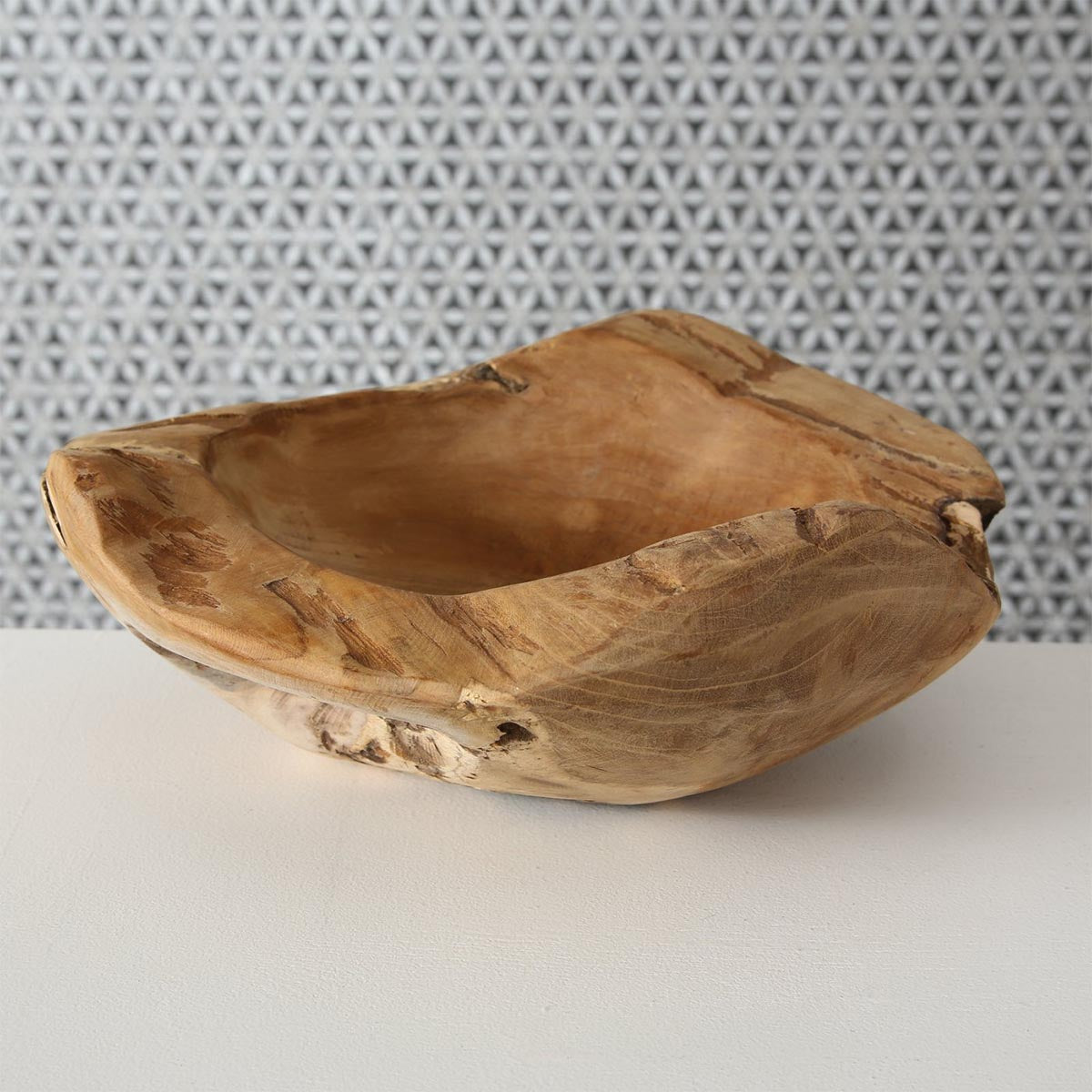 FeineHeimat Dekoschale aus Teak Holz natur  ca. 25 cm Durchmesser handgefertigt