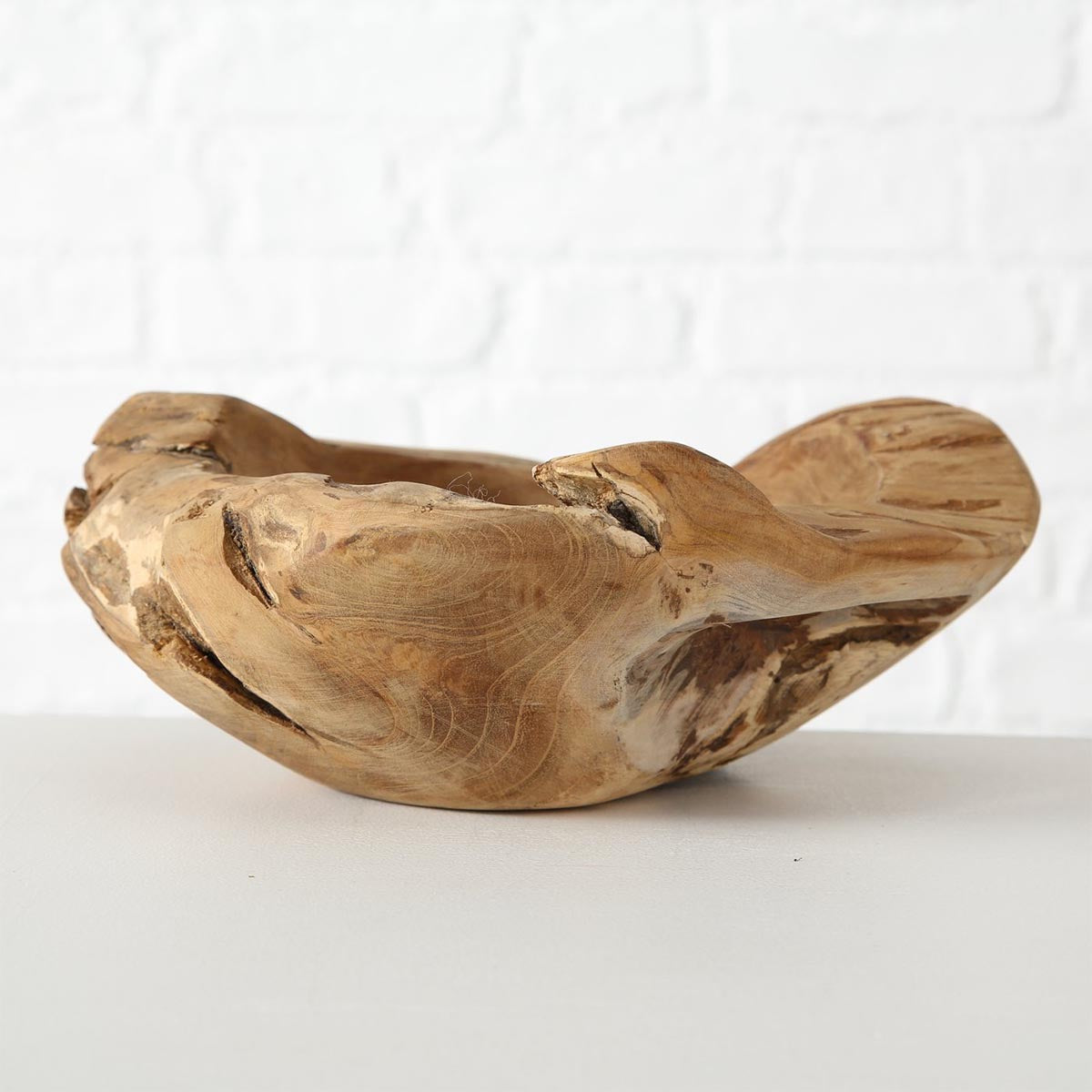 FeineHeimat Dekoschale aus Teak Holz Natur D 30 cm handgefertigt