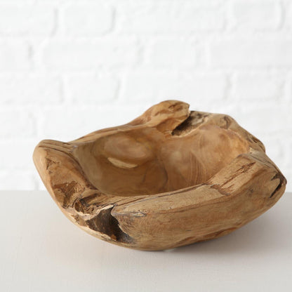 FeineHeimat Dekoschale aus Teak Holz Natur D 30 cm handgefertigt