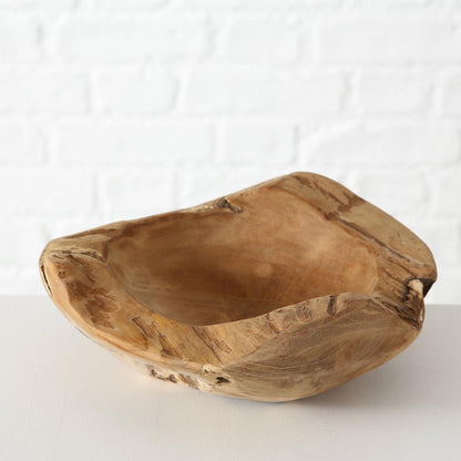 FeineHeimat Dekoschale aus Teak Holz Natur D 30 cm handgefertigt