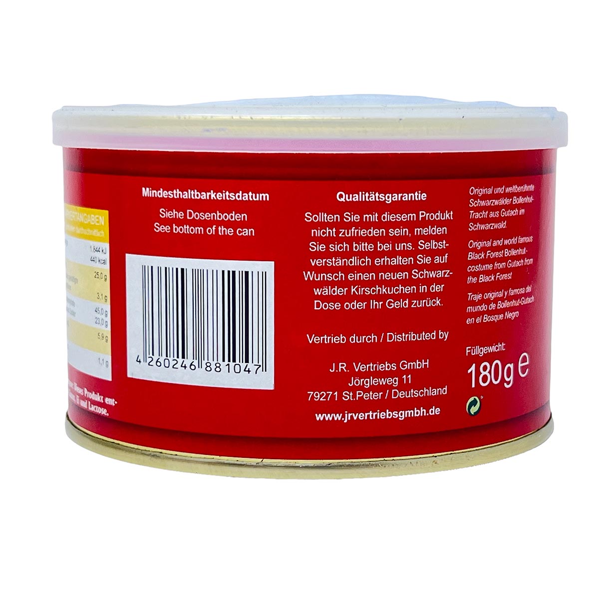 Beckesepp Schwarzwälder Kirschkuchen in der Dose 180g Das Geschenk