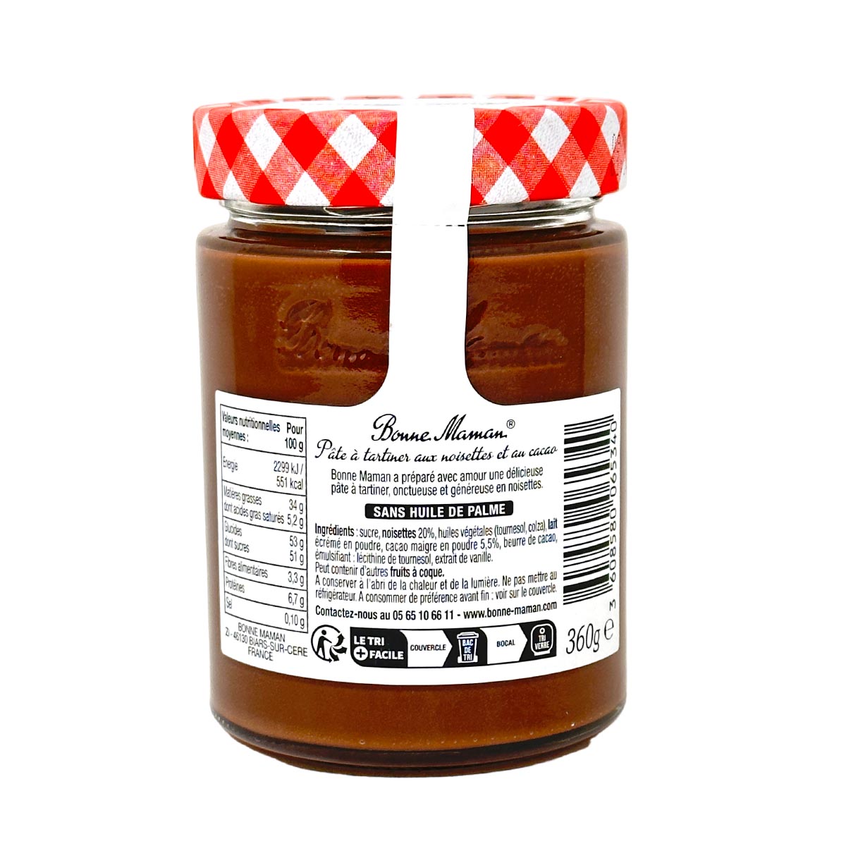 Bonne Maman Schokoladenaufstrich, Haselnüsse & Kakao, 360g Glas, aus Frankreich