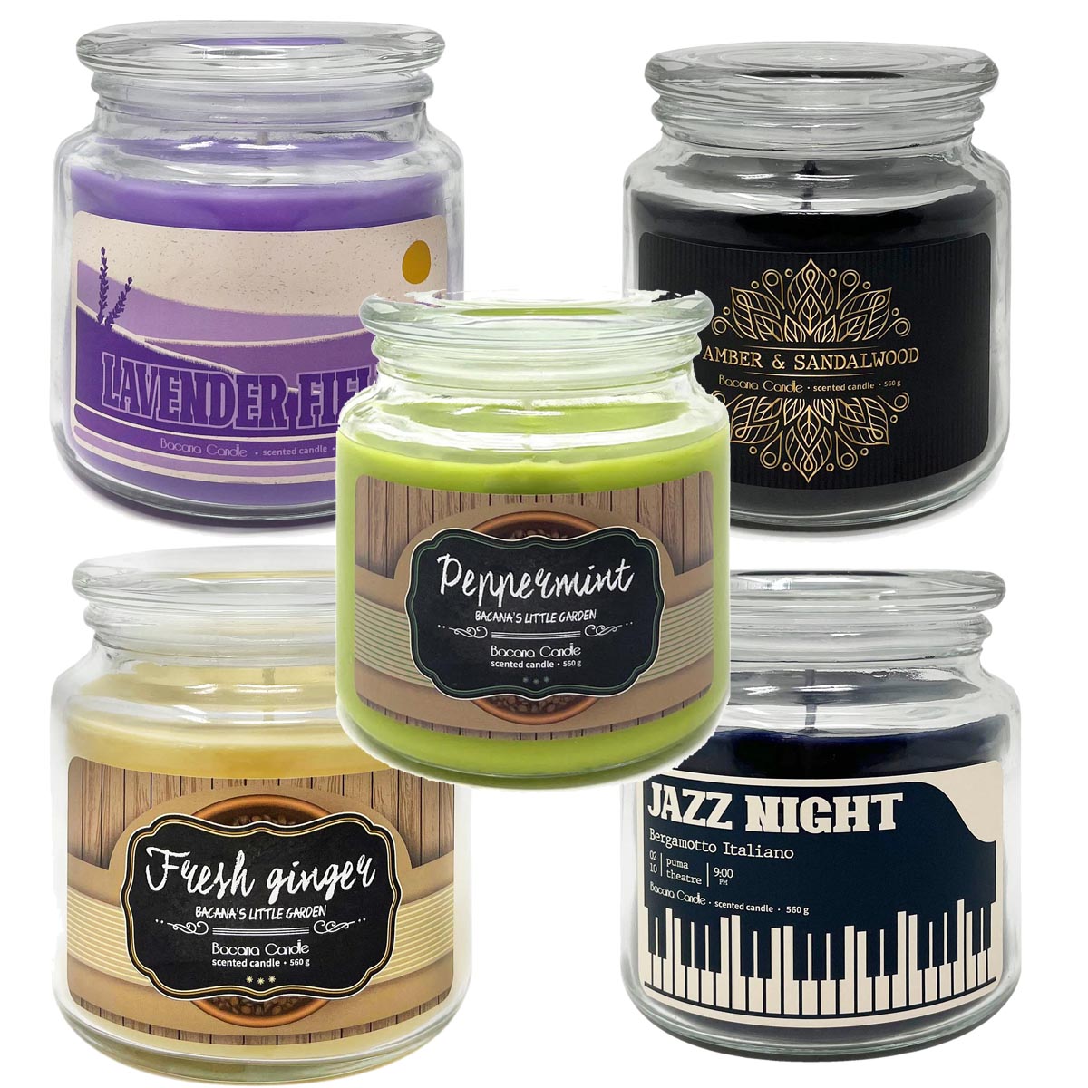 Bacana Candle handgefertigte Duftkerzen dekoratives Glas ca. 100 Stunden Brenndauer