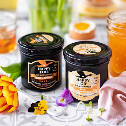 Happy Foie die bio-zertifizierte Alternative zu konventioneller Foie Gras Ente Gans oder Geflügel