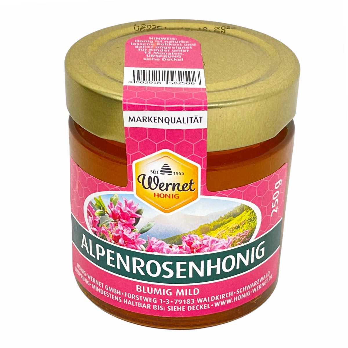 Honig Wernet Traditionsimker im Schwarzwald flüssiger Alpenrosenhonig im 250g Glas