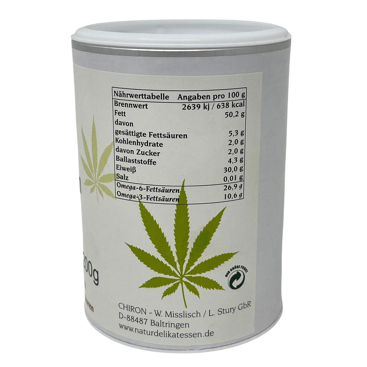 CHIRON Naturdelikatessen Bio Hanfsamen 200 Gramm Dose