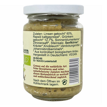 CHIRON Naturdelikatessen Bio Linsen-Grünkern Brotaufstrich 140 Gramm Glas