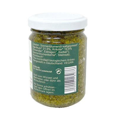 CHIRON Naturdelikatessen Bio Kräuter-Basilikum Pesto (kbA) – Nachhaltiger Gourmet-Genuss in einem 140g-Glas