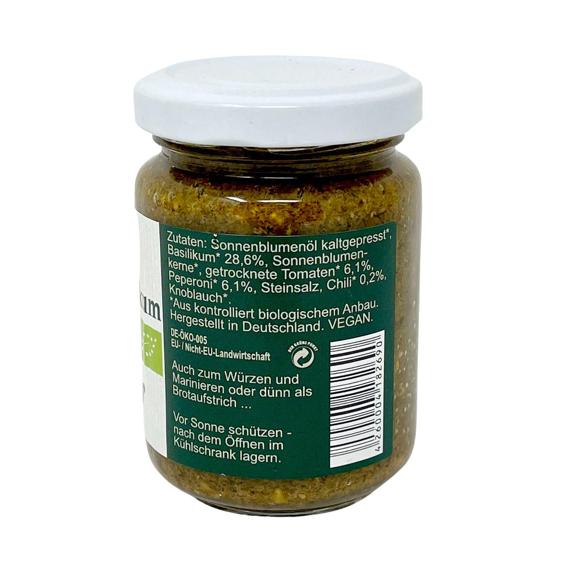 CHIRON Naturdelikatessen Bio Pikantes-Basilikum Pesto (kbA) – Intensive Aromen in einem 140g-Glas für Gourmet-Genuss