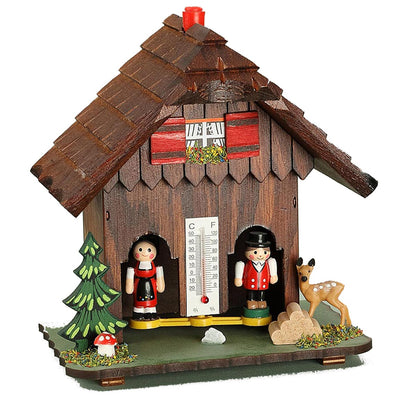 FeineHeimat Original Schwarzwald Wetterstation aus Holz - Made in Germany, 14 cm, Traditionelle Präzision