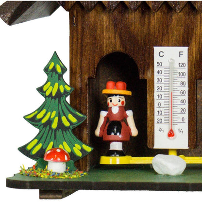 FeineHeimat Original Schwarzwald Wetterstation aus Holz - Made in Germany, 14 cm, Traditionelle Präzision