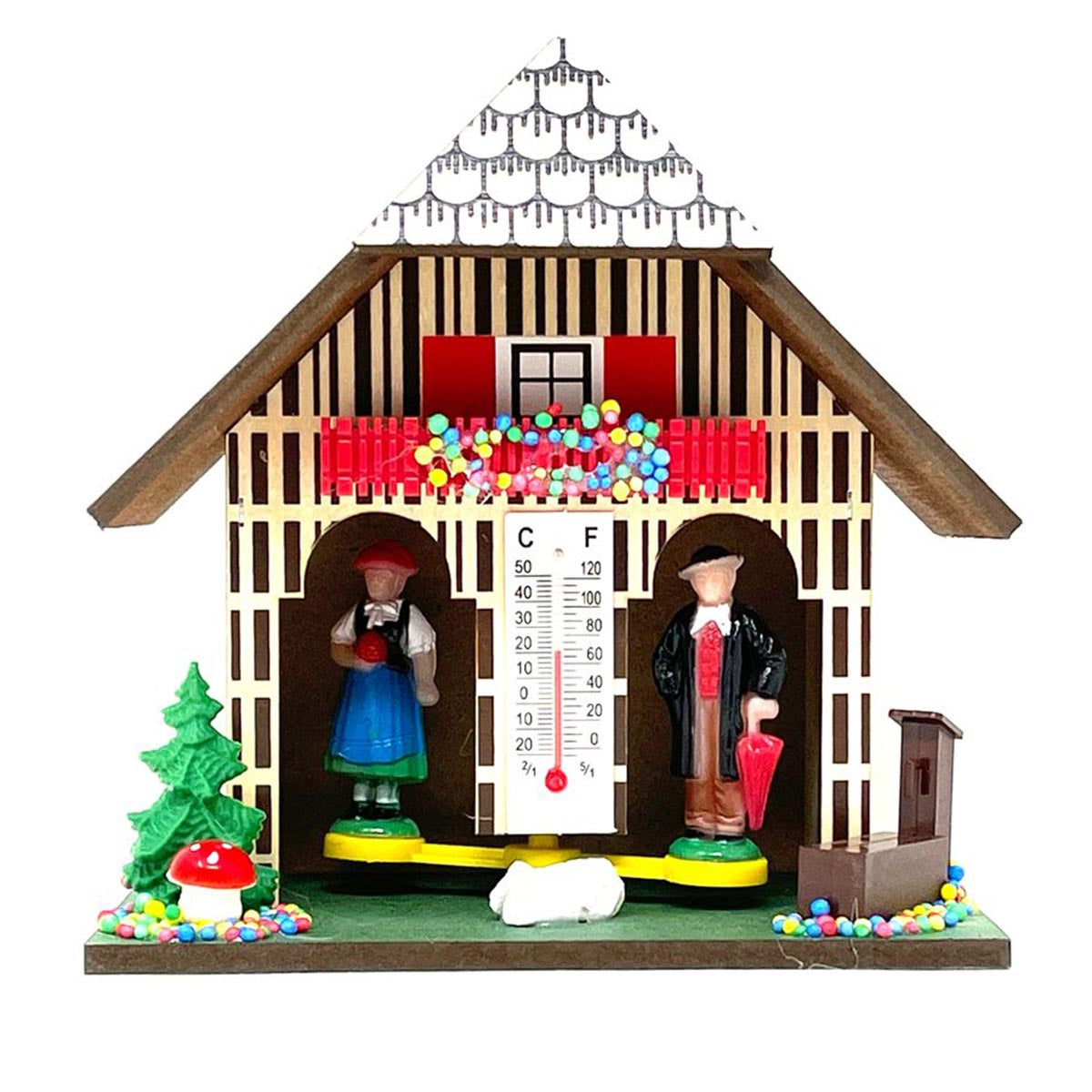 FeineHeimat Original Schwarzwald Wetterstation: Holz, Made in Germany, 12 cm, Mit Thermometer