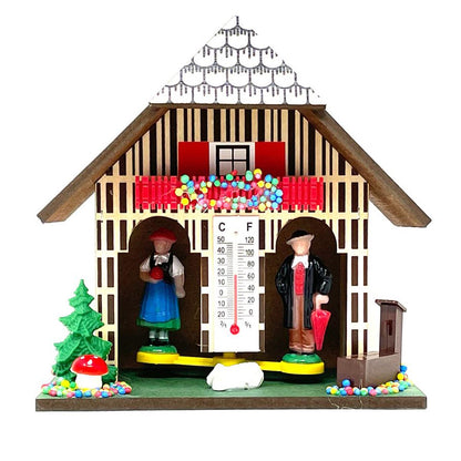 FeineHeimat Original Schwarzwald Wetterstation: Holz, Made in Germany, 12 cm, Mit Thermometer