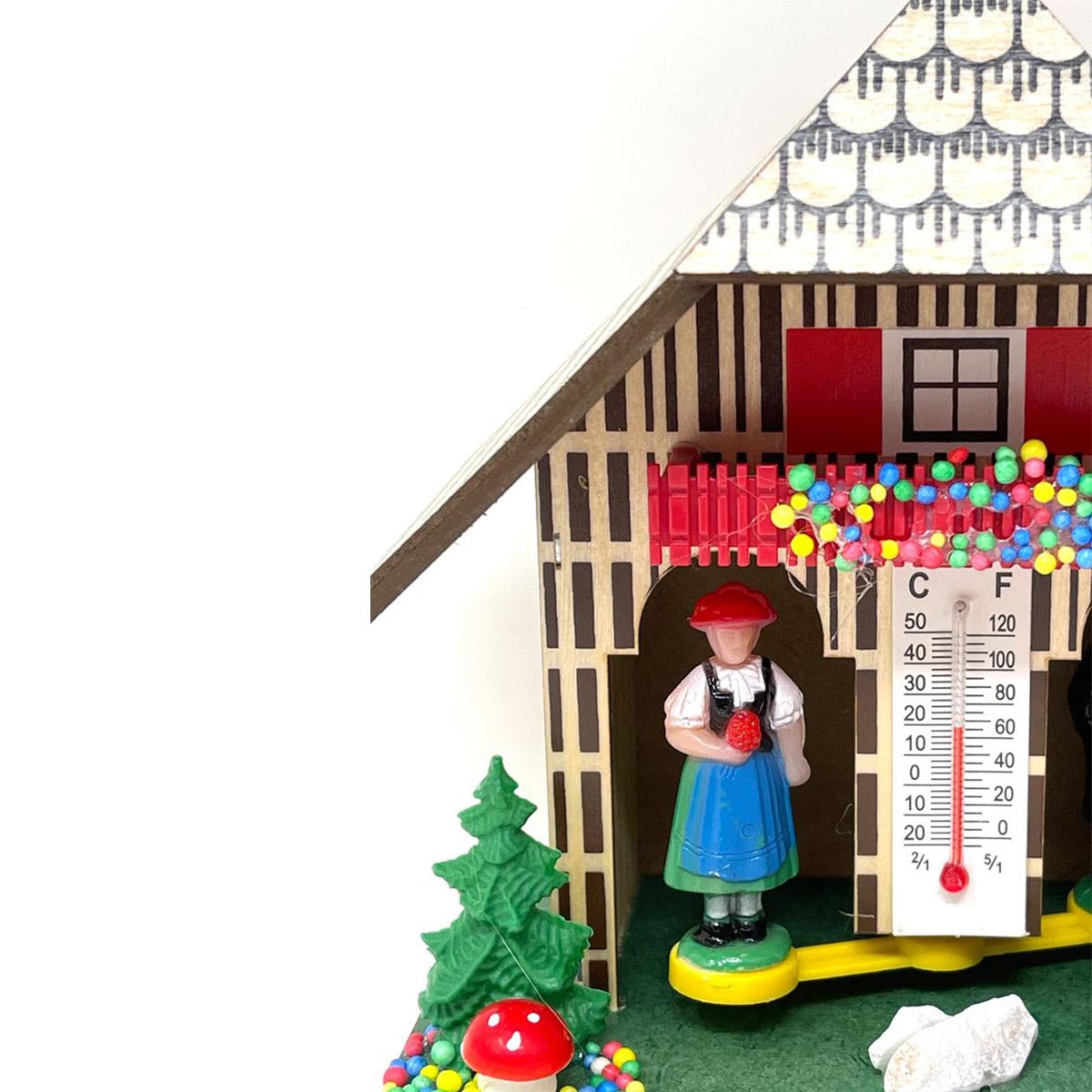 FeineHeimat Original Schwarzwald Wetterstation: Holz, Made in Germany, 12 cm, Mit Thermometer