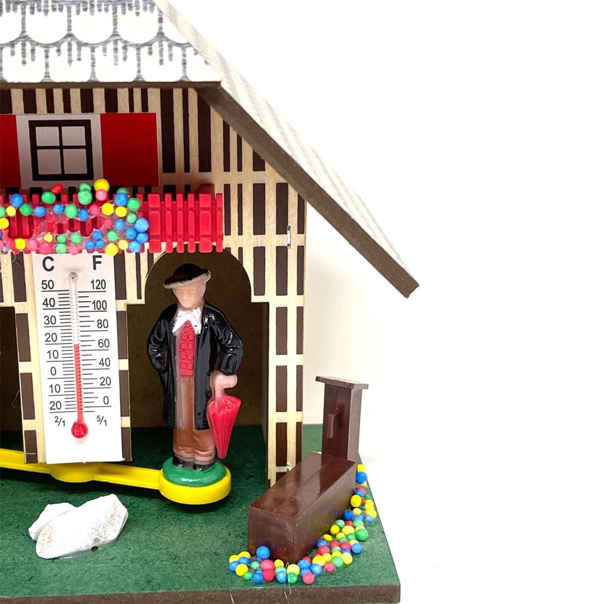 FeineHeimat Original Schwarzwald Wetterstation: Holz, Made in Germany, 12 cm, Mit Thermometer