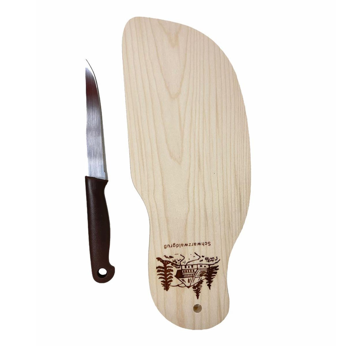 FeineHeimat Schneidbrett "Schwarzwaldgruß" inkl. scharfem Messer 28 x 11 cm