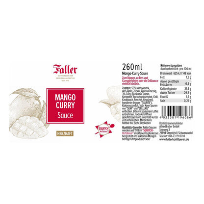 Faller Mango Curry Sauce - Exotischer Genuss aus dem Schwarzwald (260 ml)