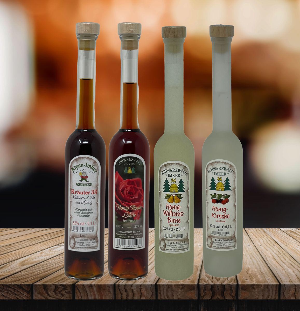 Der Schwarzwald Imker Honig Spirituosen Probier Paket 4 x 0,1 L verschiedene Sorten