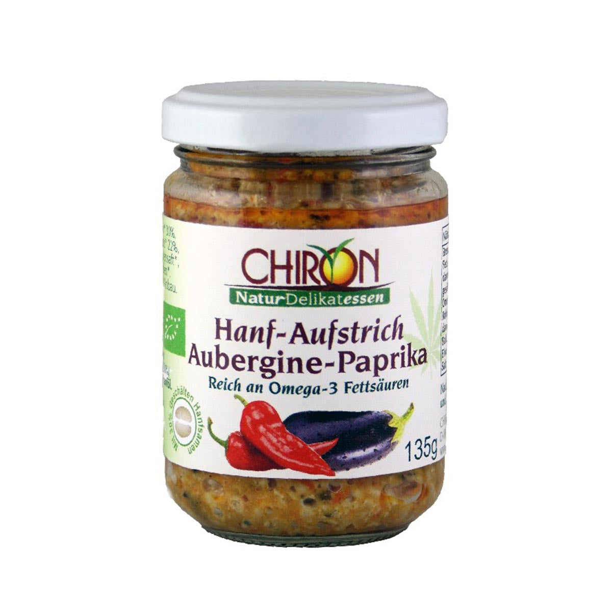 *MHD 02.03.2024* CHIRON Naturdelikatessen Bio Hanf-Aufstrich Aubergine-Paprika kbA 135 g