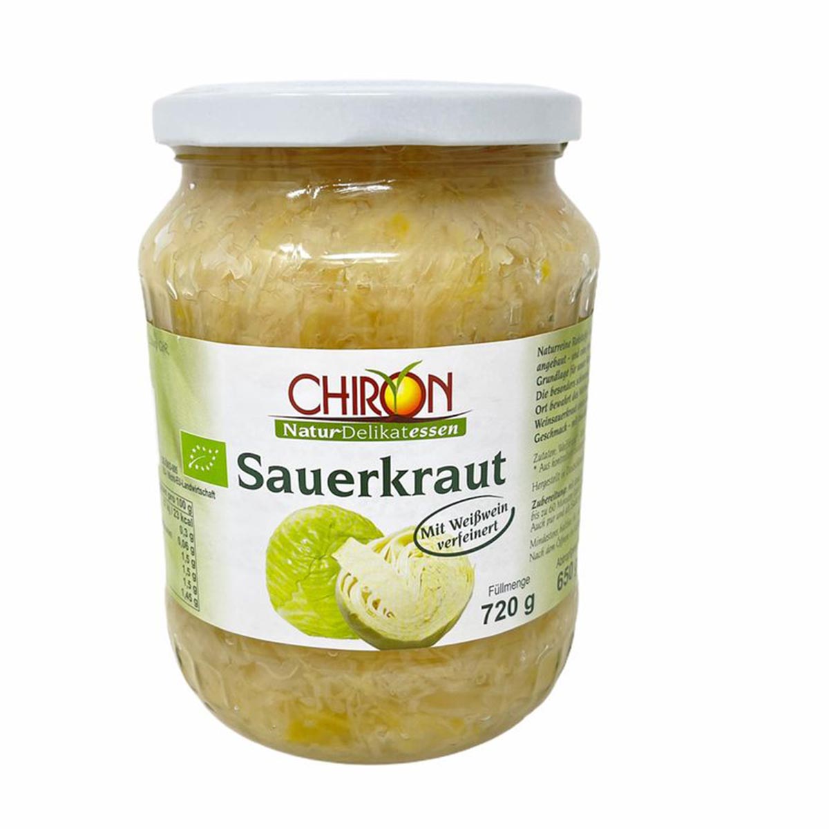 CHIRON Bio Sauerkraut mit Weißwein - Traditioneller Genuss aus kontrolliert biologischem Anbau
