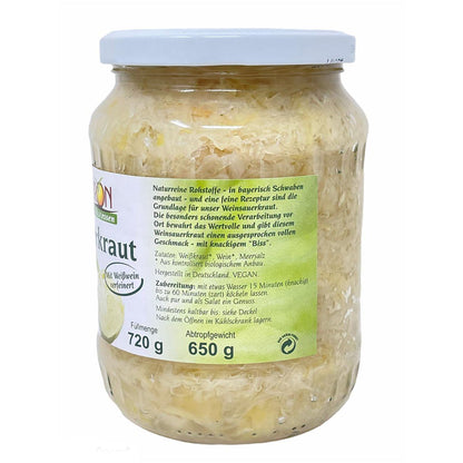 CHIRON Bio Sauerkraut mit Weißwein - Traditioneller Genuss aus kontrolliert biologischem Anbau