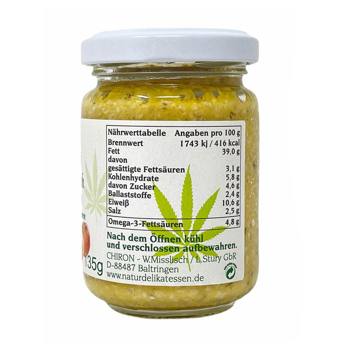 *MHD 19.04.2024* CHIRON Naturdelikatessen Bio Hanf-Aufstrich Meerrettich-Apfel kbA 135 g