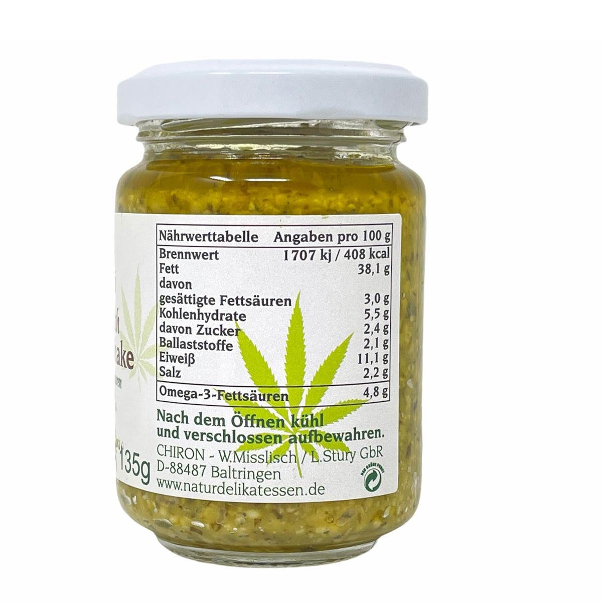 *MHD 02.02.2024* CHIRON Naturdelikatessen Bio Hanf-Aufstrich Rucola-Pastinake kbA 135 g