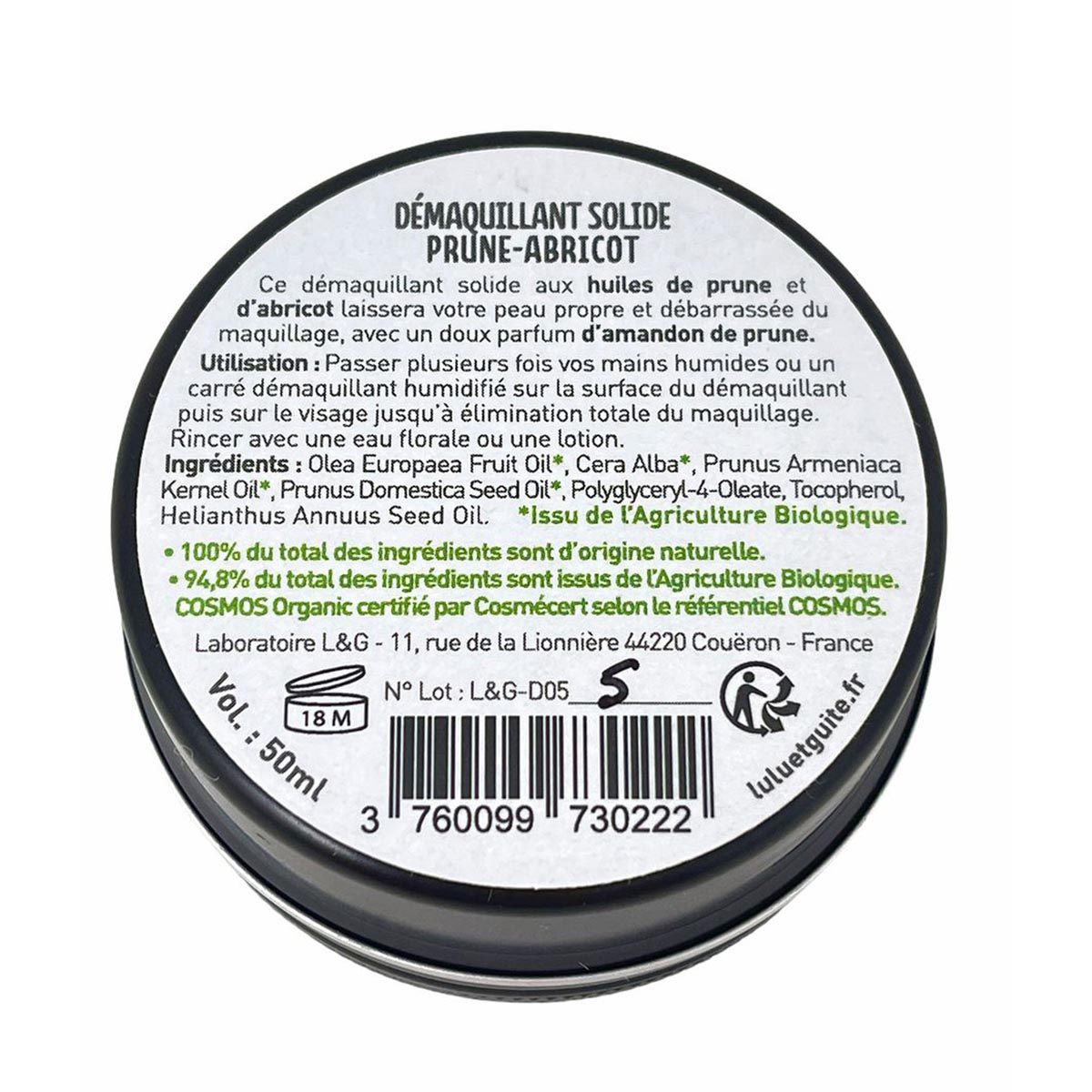 Laboratoire L&G Bio Make-Up Entferner Pflaume und Aprikose 50 Gramm