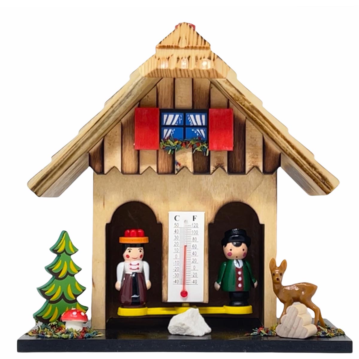 Authentische Schwarzwald Wetterstation: Holz, Made in Germany, 14 cm, Thermometer