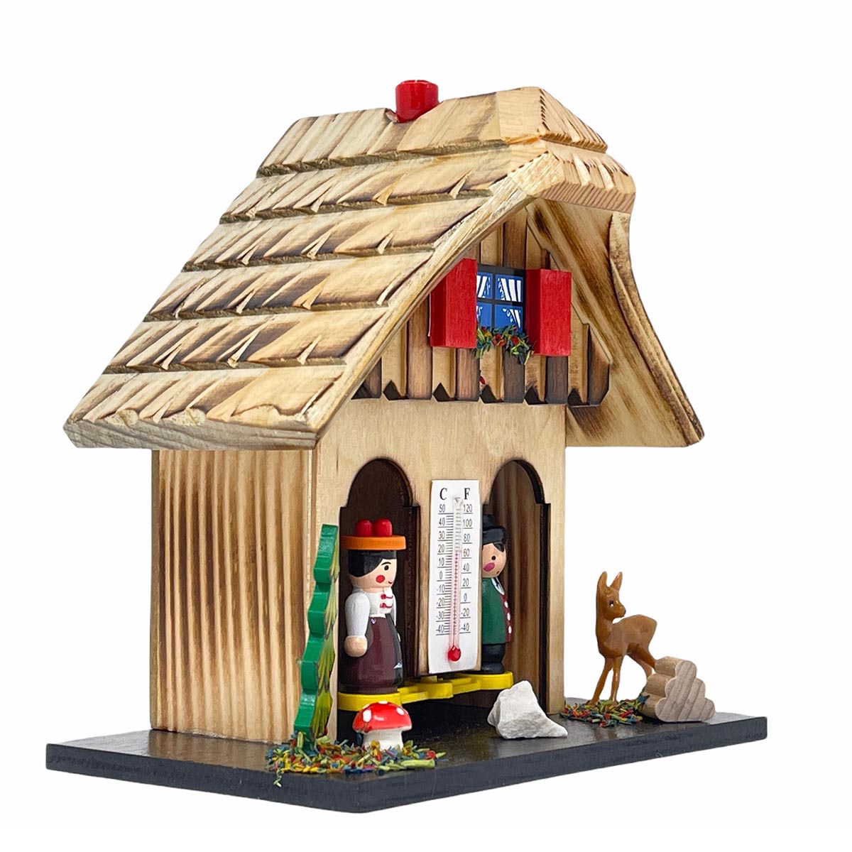 Authentische Schwarzwald Wetterstation: Holz, Made in Germany, 14 cm, Thermometer