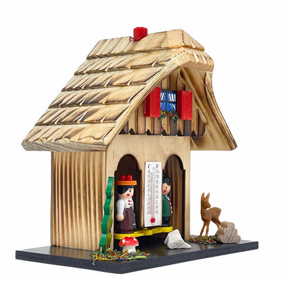 Authentische Schwarzwald Wetterstation: Holz, Made in Germany, 14 cm, Thermometer