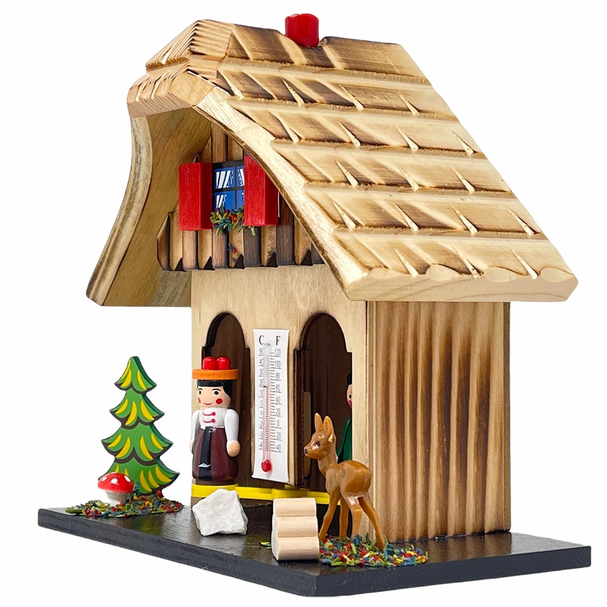 Authentische Schwarzwald Wetterstation: Holz, Made in Germany, 14 cm, Thermometer