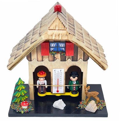 Authentische Schwarzwald Wetterstation: Holz, Made in Germany, 14 cm, Thermometer