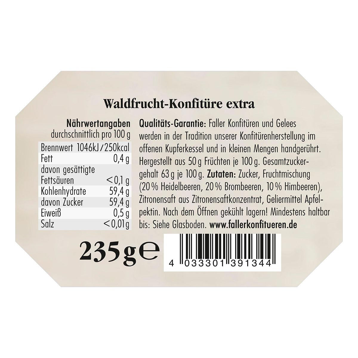 Konfitüre aus dem Schwarzwald Faller Lieblingsmensch-Waldfrucht-Konfitüre extra