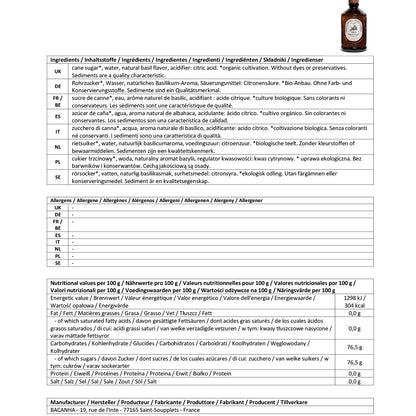Bacanha Bio-Basilikum-Sirup: Intensiver Geschmack  für Cocktails & Desserts