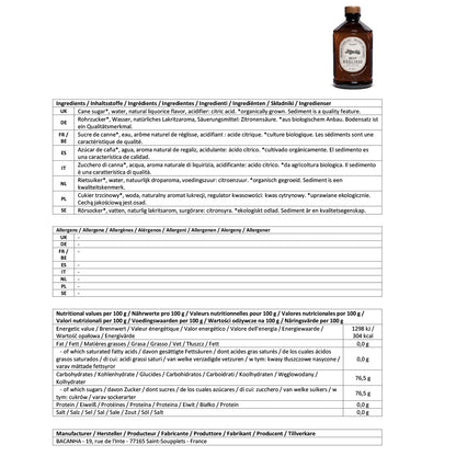 Bacanha Sirop Brut de Réglisse Bio 400 ml – Bio-Lakritzsirup mit Bio-Rohrzucker